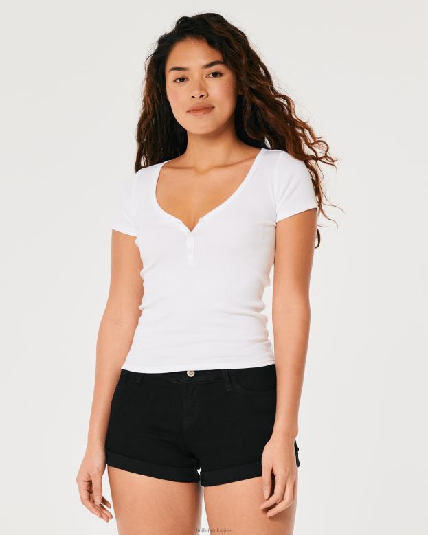 Bottoms Hollister Women Curvy Low-Rise Black Denim Shorts 3\\ 48820538 Black